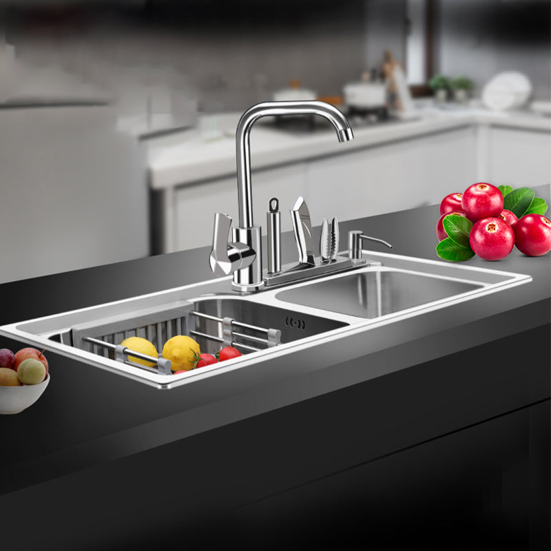 BowLift | Modern Style Kitchen Sink Stainless Steel 2 Holes Top Mount Kitchen Sink