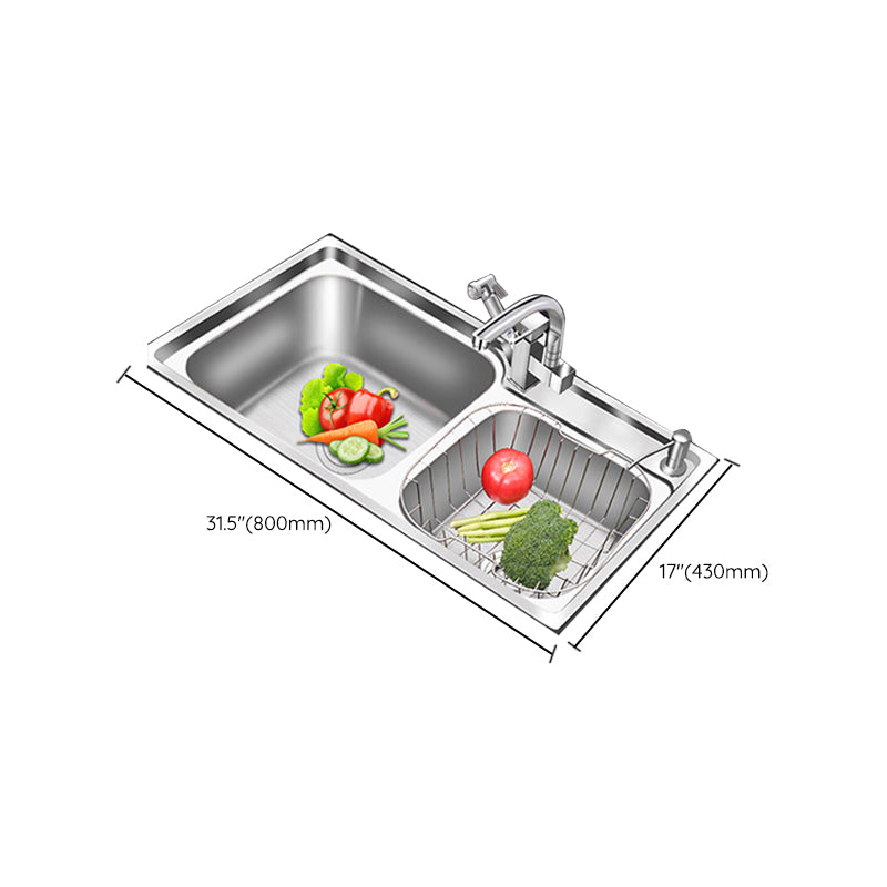 BowLift | Modern Style Kitchen Sink Stainless Steel 2 Holes Top Mount Kitchen Sink