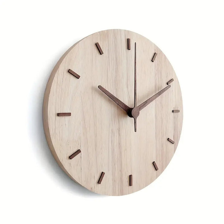 Minimalist aesthetic wall clock made of wood Bowlift