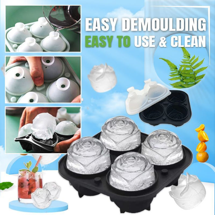 4-Compartment Large Rose Ice Cube Mold | Bowlift