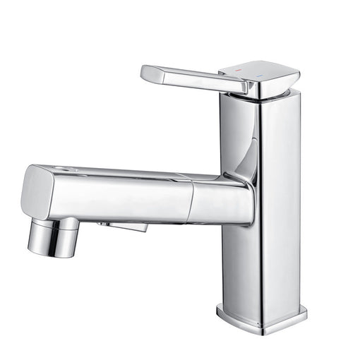 BowLift | Contemporary Vessel Sink Faucet Copper Single Handle Low Arc Pull Down Vessel Faucet