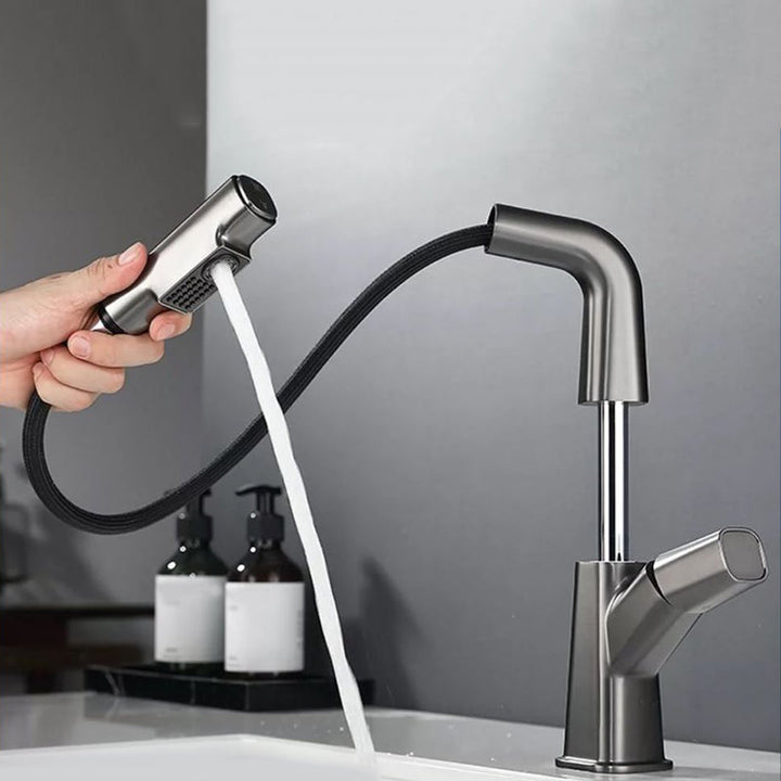 BowLift | Modern Vessel Sink Faucet Brass Lever Handles Swivel Spout Sink Faucet