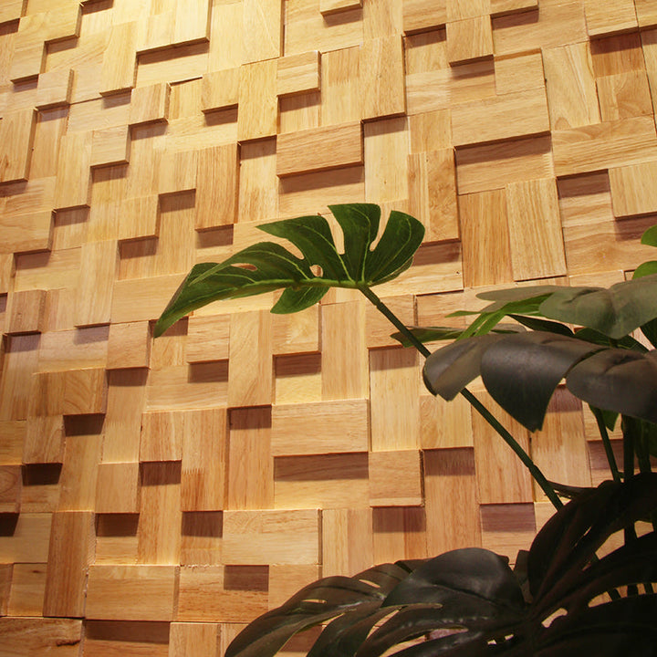 BowLift | Mosaic Wood Wall Cladding Glue Living Room Modern Style Wood Plank