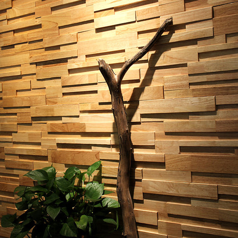 BowLift | Mosaic Wood Wall Cladding Glue Living Room Modern Style Wood Plank
