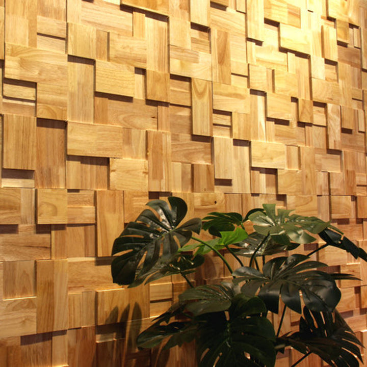 BowLift | Mosaic Wood Wall Cladding Glue Living Room Modern Style Wood Plank