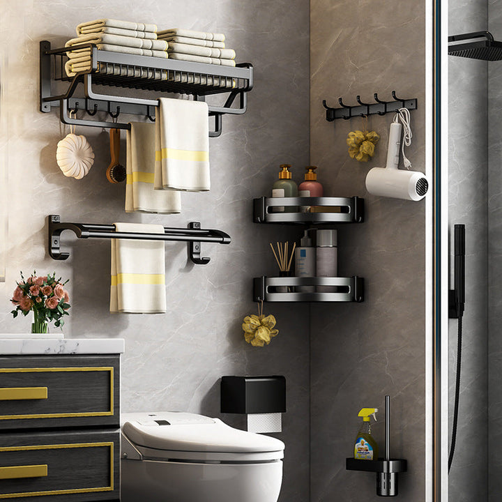BowLift | Modern black metal bath hardware set towel bar bathroom hardware set