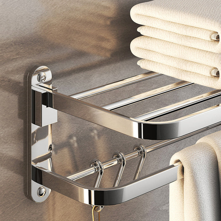 BowLift | Chrome Modern Bathroom Hardware Set Stainless Steel Towel Hook/Towel Rail & Bathroom Shelf