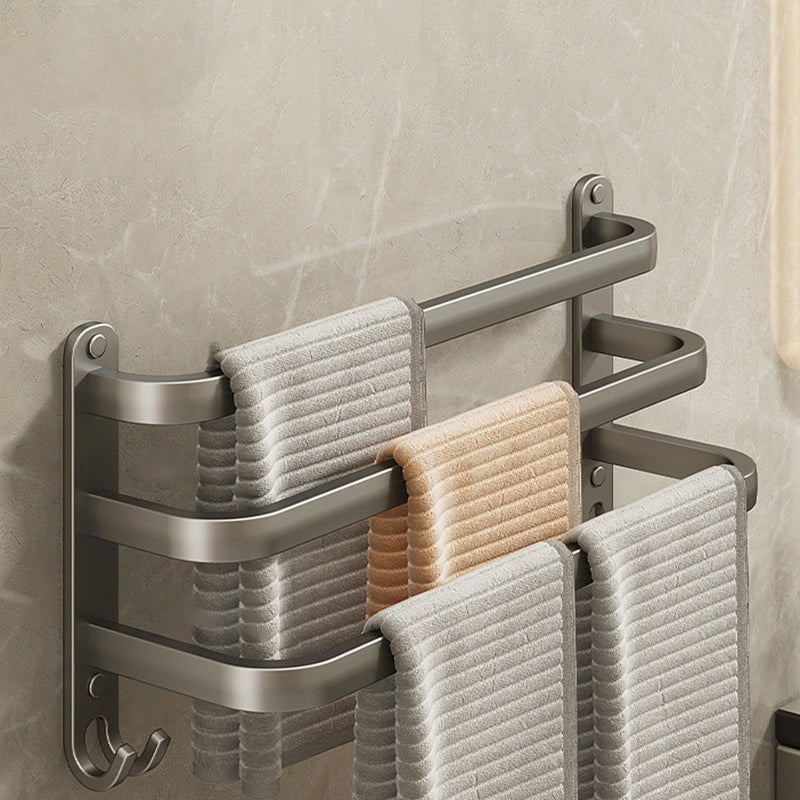 BowLift | 2-piece modern bathroom accessory set made of aluminum matte gray towel bar