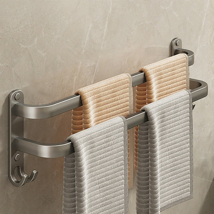 BowLift | 2-piece modern bathroom accessory set made of aluminum matte gray towel bar