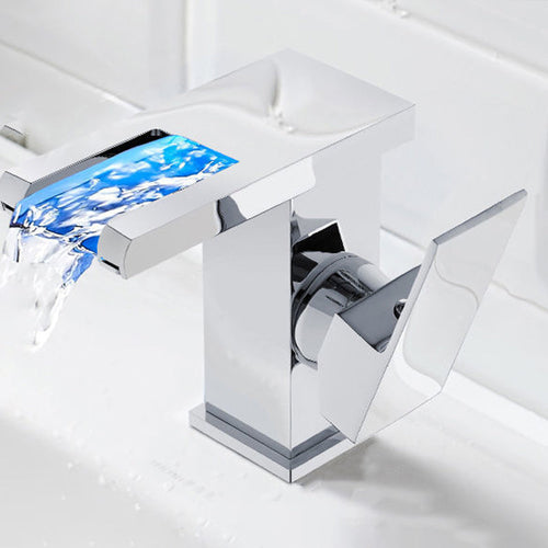 BowLift | Modern Faucet for Sink Brass Lever Handles LED Waterfall Sink Mixer