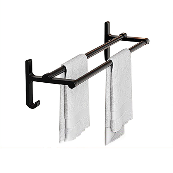 BowLift | Chrome/Black Classic Bathroom Accessory Set Modern Bath Shelf/Towel Bar & Paper Holder