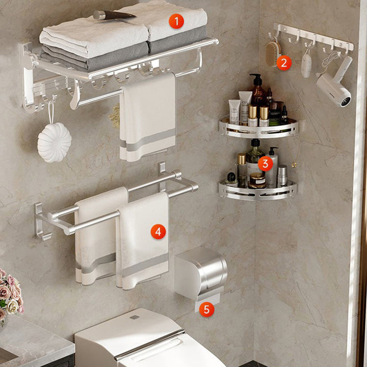 BowLift | Modern Polished Chrome Bathroom Accessories Set Bath Shelf/Towel Holder/Paper Holder included