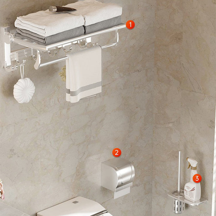 BowLift | Modern Polished Chrome Bathroom Accessories Set Bath Shelf/Towel Holder/Paper Holder included