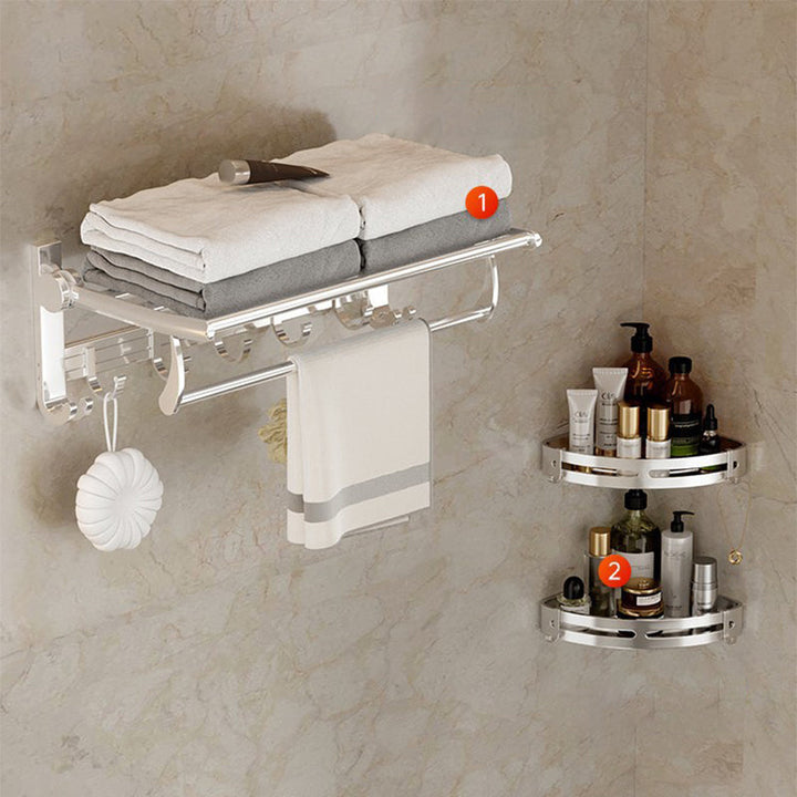 BowLift | Modern Polished Chrome Bathroom Accessories Set Bath Shelf/Towel Holder/Paper Holder included