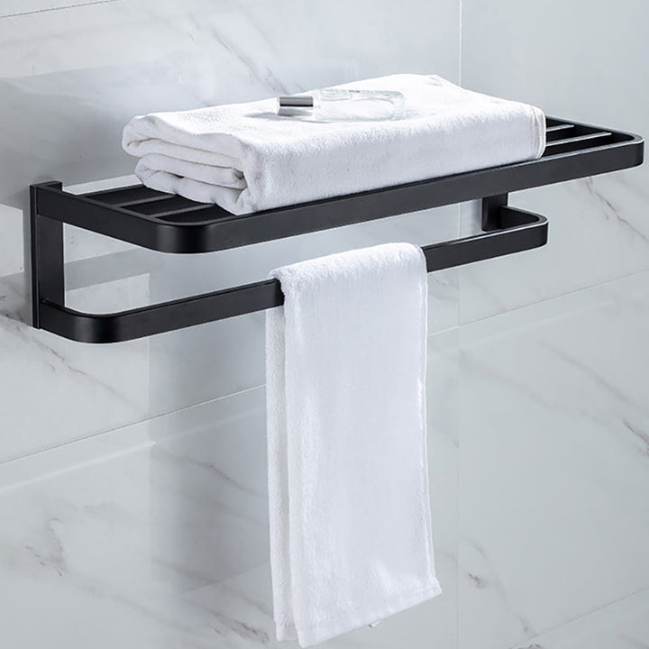 BowLift | Modern Classic Bathroom Accessories Set in Stainless Steel Matte Black Bathrobe Hook/Towel Ring Bar