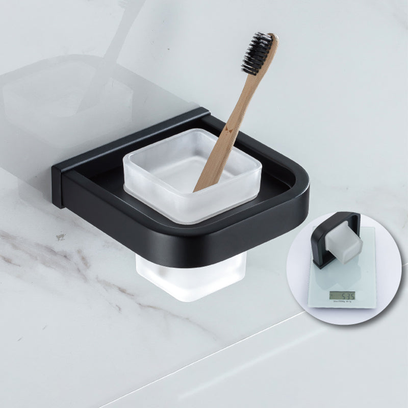 BowLift | Modern Classic Bathroom Accessories Set in Stainless Steel Matte Black Bathrobe Hook/Towel Ring Bar