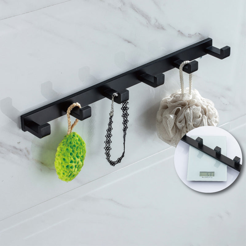 BowLift | Modern Classic Bathroom Accessories Set in Stainless Steel Matte Black Bathrobe Hook/Towel Ring Bar