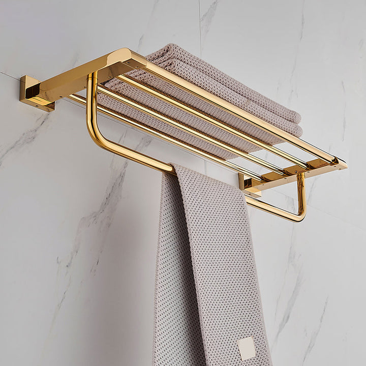 BowLift | Modern Towel Bar Bathroom Hardware Set Bathroom Shelf Gold Bathroom Accessories Set