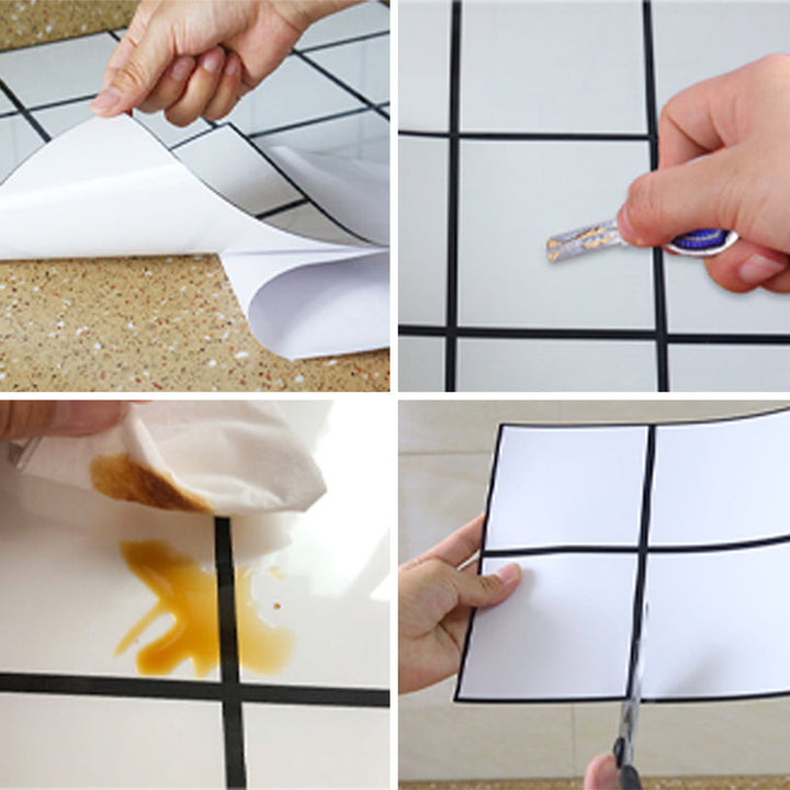 BowLift | Modern Peel & Stick Field Tiles Plastic Rectangular Grid 5-Pack Wallpaper for the Kitchen