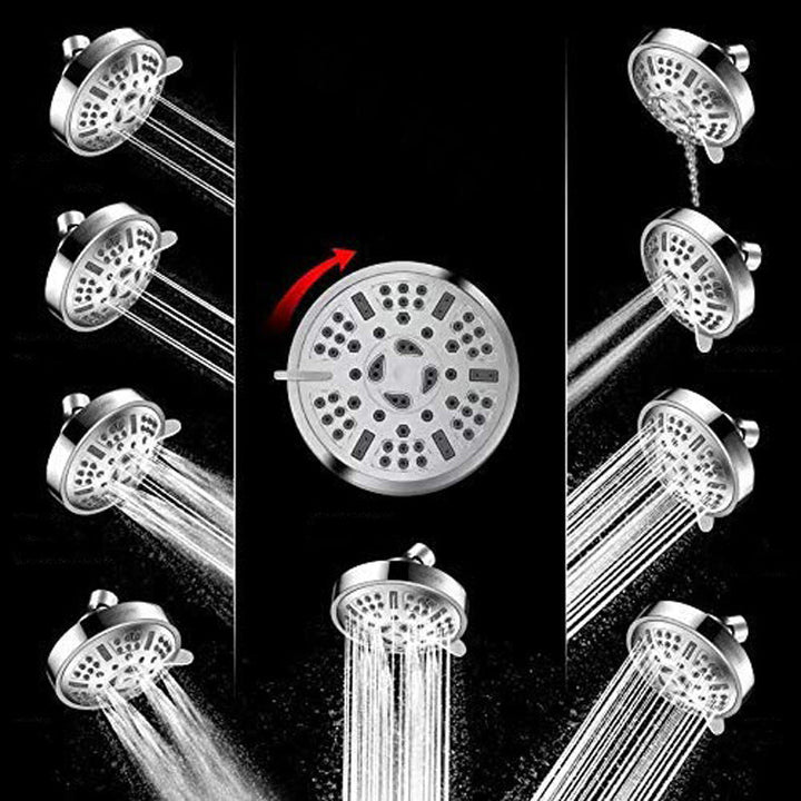 BowLift | Modern Style Festive Shower Head in Silver 9 Settings Wall Mounted Shower Head