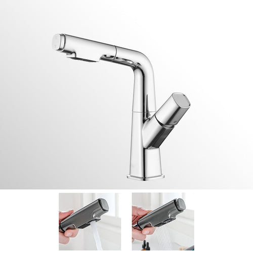 BowLift | Brass Contemporary Sink Faucet Pull-Out Round Bathroom Faucet