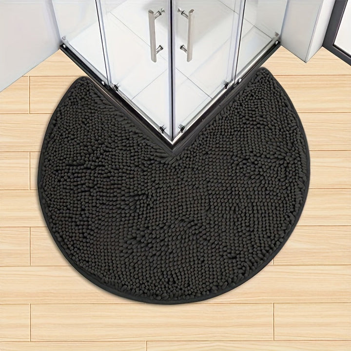 Round LuxeChen Bath Mat Ultra-Soft Chenille – Anti-Slip & Quick Dry | Bowlift