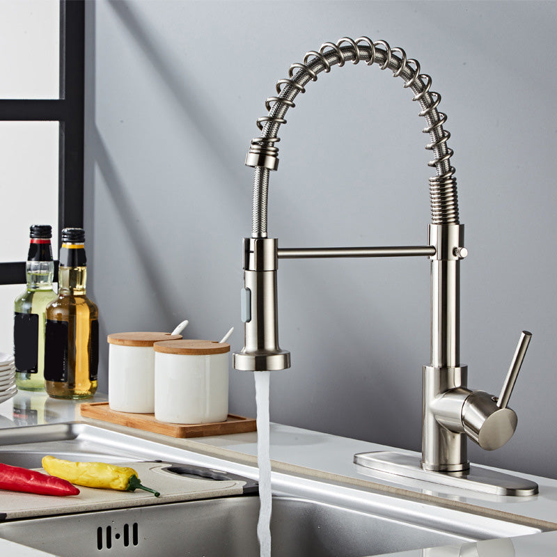 BowLift | Glam Basin Faucet Brass Lever Handles Spring Neck Three-Function Bathroom Sink Tap