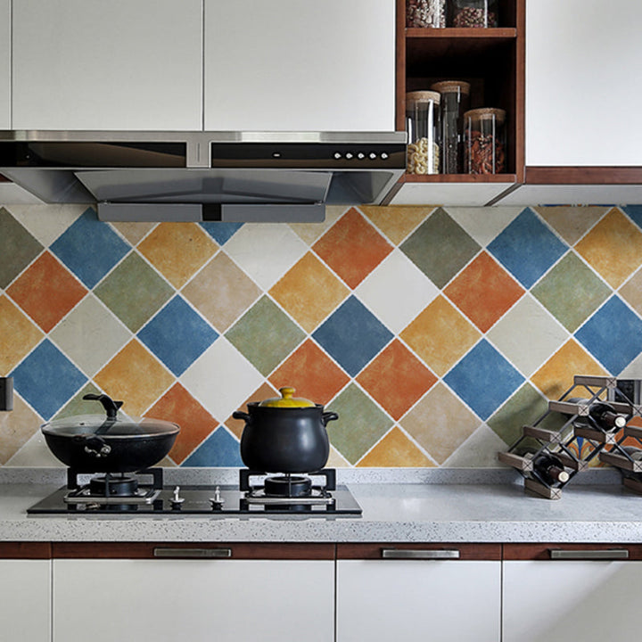 BowLift | Rectangular Wall Tile for Peeling and Applying Geometric Print Kitchen Wallpaper