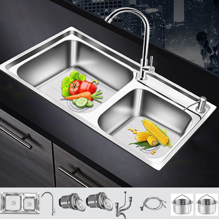 BowLift | Modern Style Kitchen Sink Stainless Steel 2 Holes Top Mount Kitchen Sink