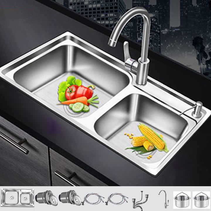 BowLift | Modern Style Kitchen Sink Stainless Steel 2 Holes Top Mount Kitchen Sink