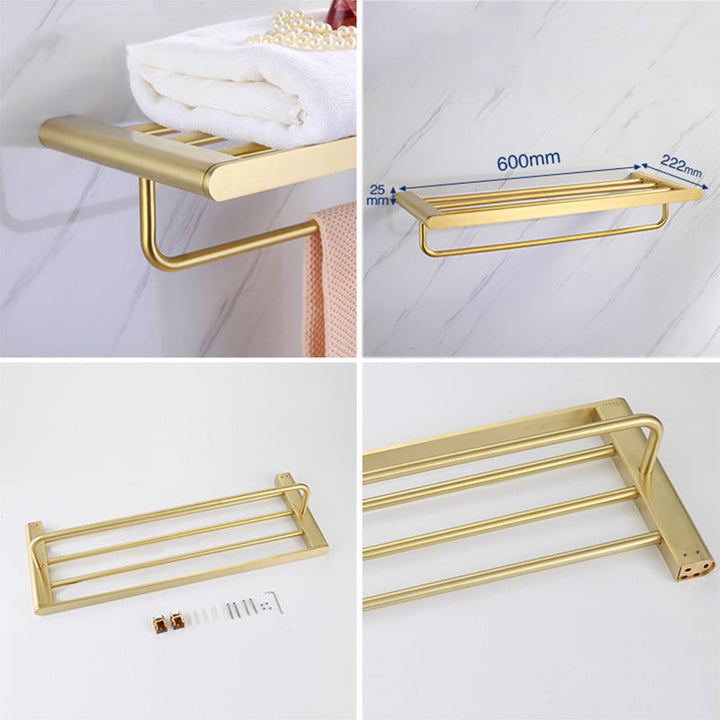 BowLift | Modern Bathroom Hardware Set Gold Towel Bar Bath Hardware Set