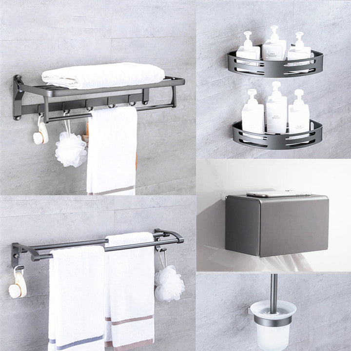 BowLift | Matt gray bathroom accessory set bathroom shelf/towel holder & paper holder included