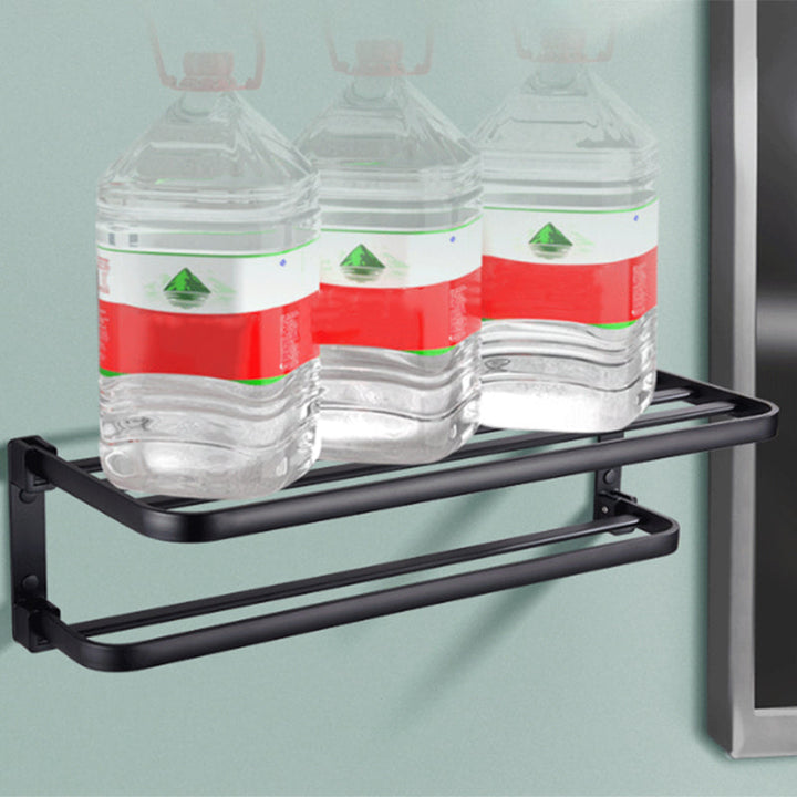BowLift | Modern Bathroom Accessory Set Matte Black/Grey Bathroom Shelf/Towel Holder & Paper Holder