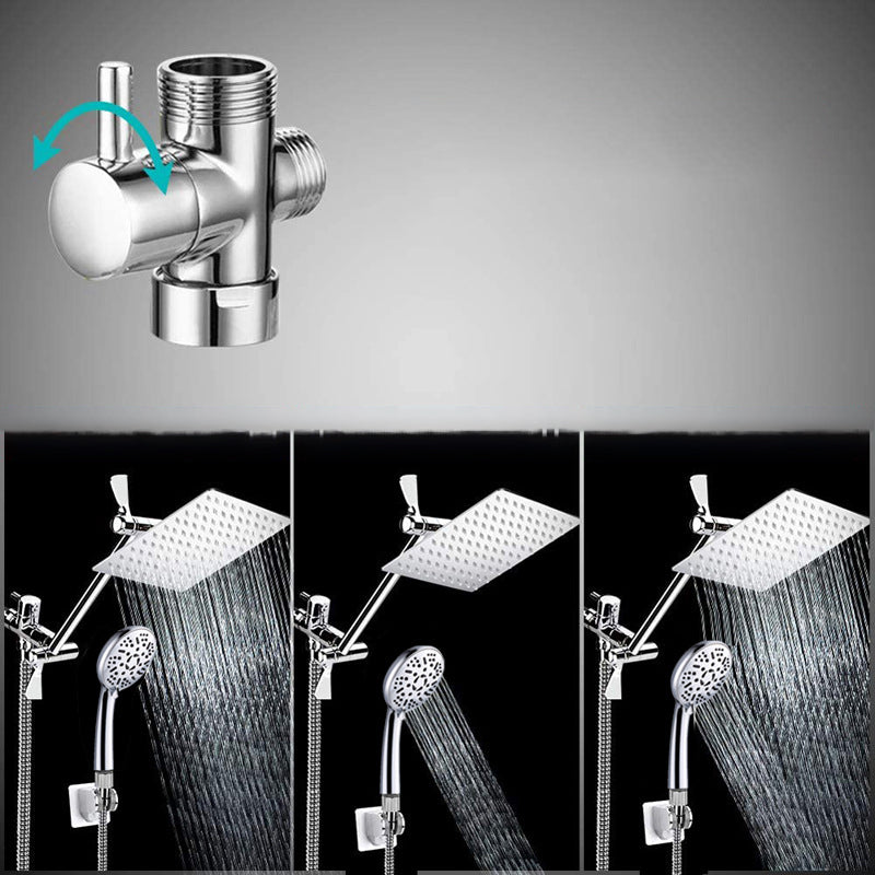 BowLift | Modern Style Dual Shower Head 9-Spray Silver Wall Mount Shower Head