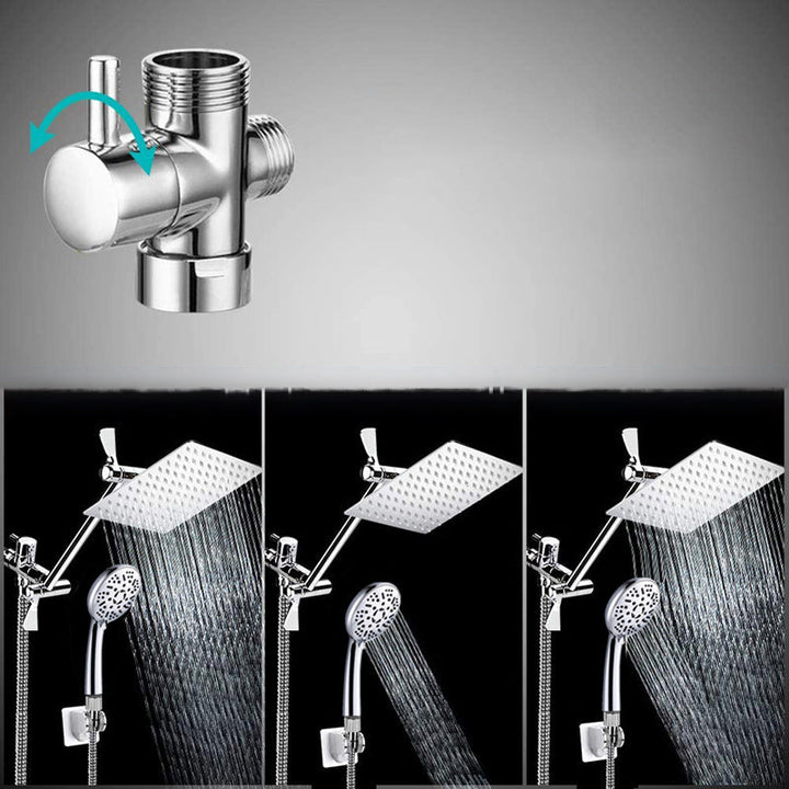 BowLift | Modern Style Dual Shower Head 9-Spray Silver Wall Mount Shower Head