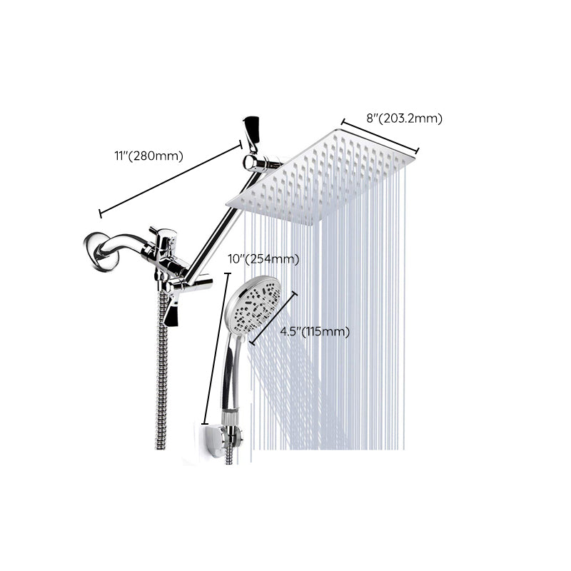 BowLift | Modern Style Dual Showerhead 9-Spray Silver Wall-Mounted Showerhead