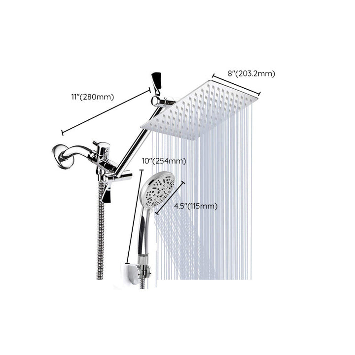 BowLift | Modern Style Dual Showerhead 9-Spray Silver Wall-Mounted Showerhead