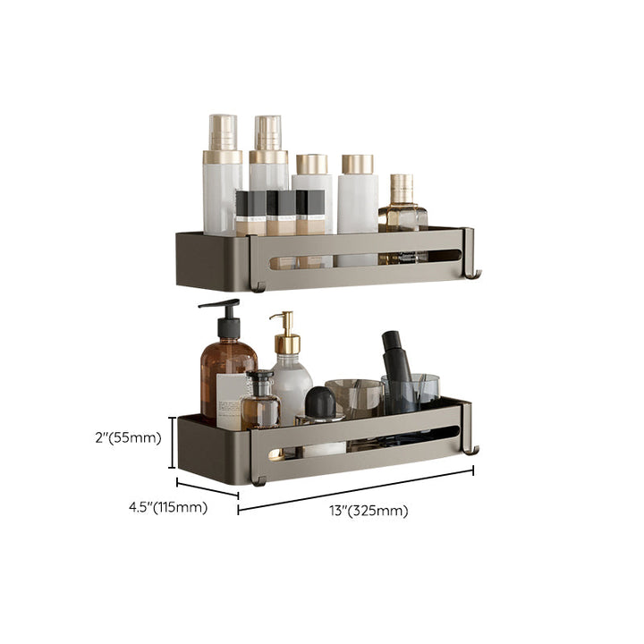 BowLift | Contemporary Aluminum Bathroom Accessory Set Gray Bath Shelf