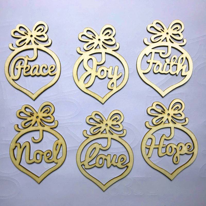 BowLift | Christmas hanging wooden hollow pendant 6 piece set