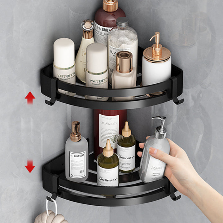 BowLift | Classic Bathroom Accessories Set in Aluminum Black Finish Bathrobe Hook/ Towel Bar