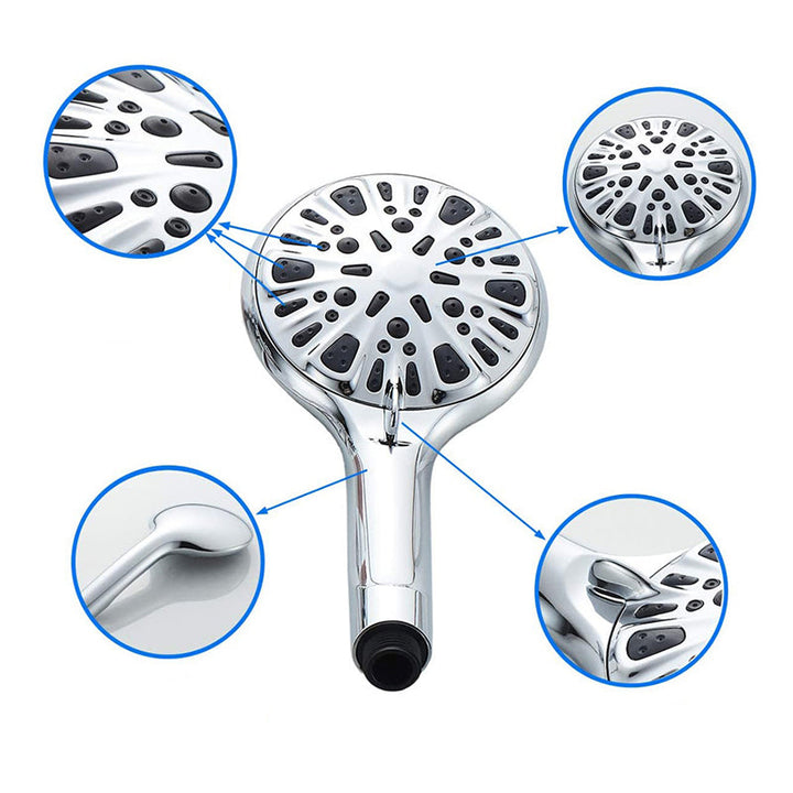 BowLift | Modern Shower Head for Bathroom 9-Jet Round Wall-Mounted Shower Head