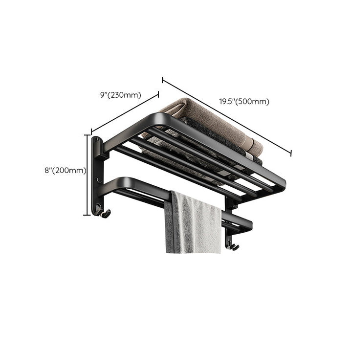 BowLift | Black Aluminum Bathroom Accessory Set Modern Bathroom Shelf / Towel Bar & Paper Holder