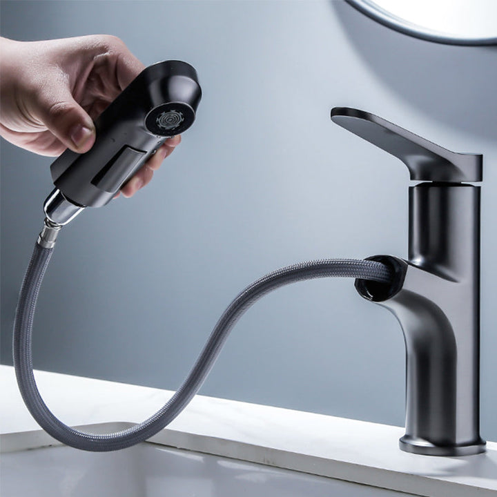 BowLift | Vessel Sink Faucet Modern Pull-Out Bathroom Faucet with One Lever Handle