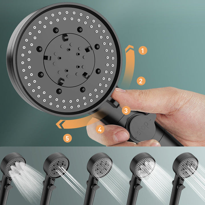 BowLift | Bathroom Shower Head 5-Stream Round Hand Shower Holder Wall Mount Shower Head