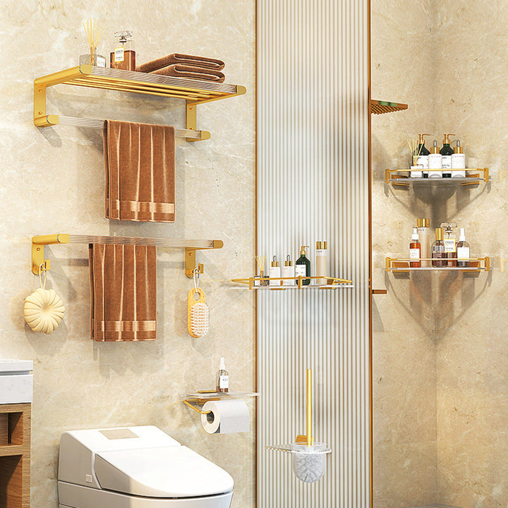 BowLift | Modern Bathroom Hardware Set Towel Rack Bathroom Shelf Gray/Gold Bathroom Hardware Set