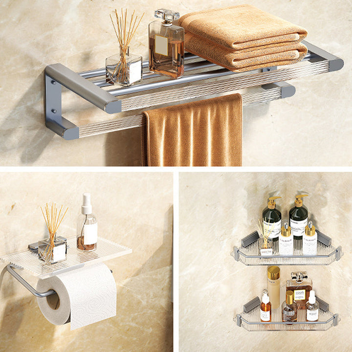 BowLift | Modern Bathroom Hardware Set Towel Rack Bathroom Shelf Gray/Gold Bathroom Hardware Set