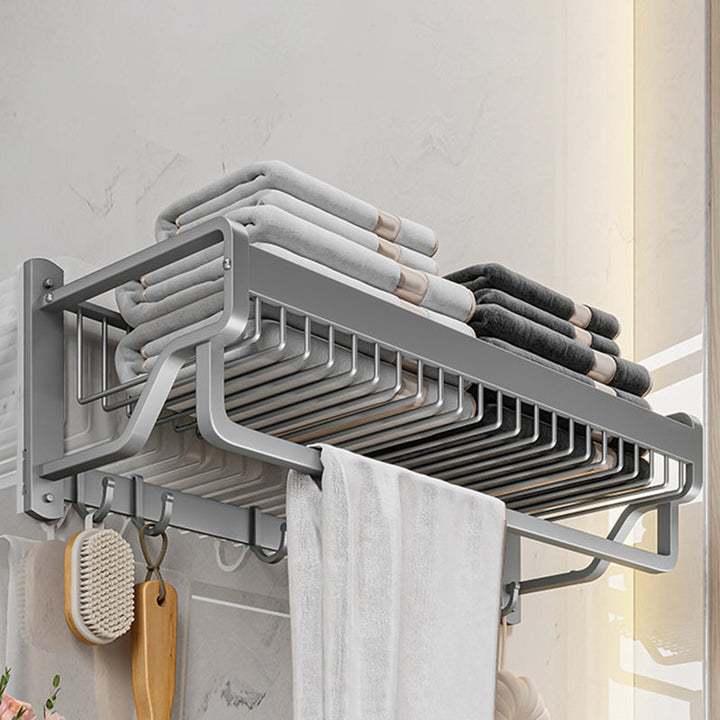 BowLift | Modern Metal Bath Accessory Set Polished Silver Bath Shelf/Paper Holder/Towel Hook
