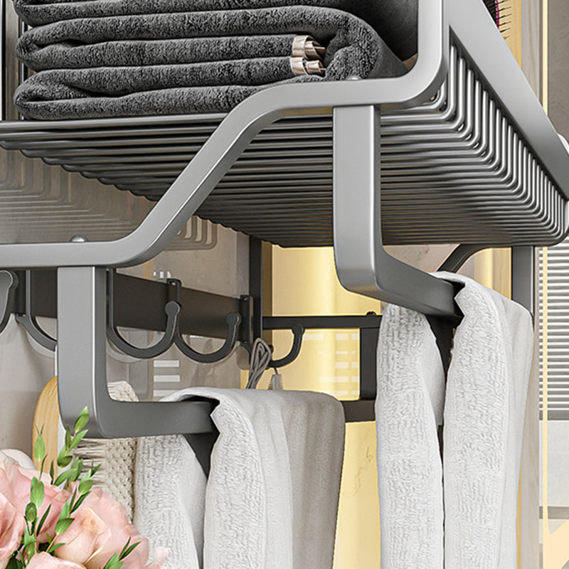 BowLift | Modern Metal Bath Accessory Set Polished Silver Bath Shelf/Paper Holder/Towel Hook