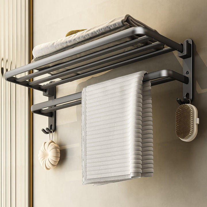 BowLift | Contemporary Bathroom Accessory Set Gray Aluminum Bathroom Shelf/Towel Rack/Bathtub Hook