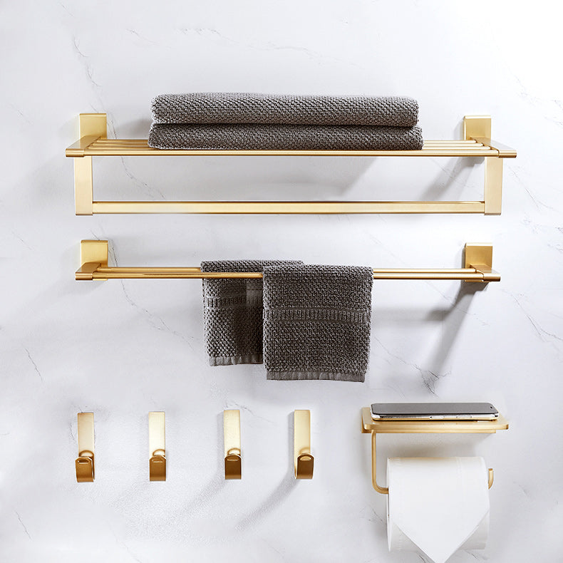BowLift | Golden Modern 5-piece Bathroom Accessories Set Brushed Brass Towel Holder/Paper Holder
